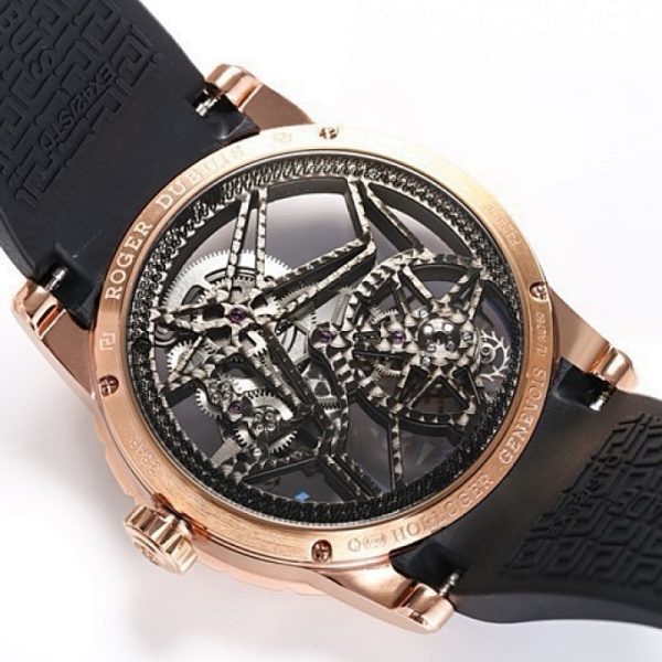 Roger Dubuis Excalibur Spider Tourbillon Rose Gold Blue Skeleton