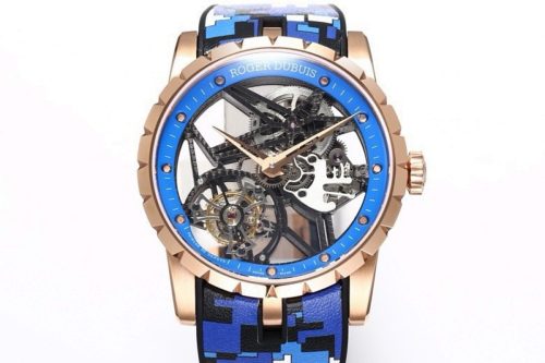 Roger Dubuis Excalibur Spider Tourbillon Rose Gold Blue Skeleton