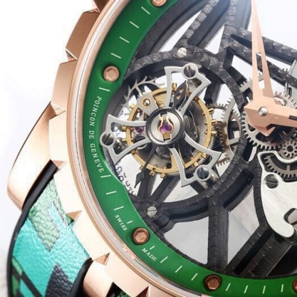 Roger Dubuis Excalibur Spider Tourbillon Rose Gold Green Skeleton