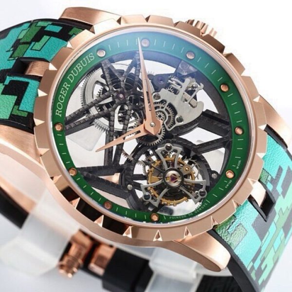 Roger Dubuis Excalibur Spider Tourbillon Rose Gold Green Skeleton