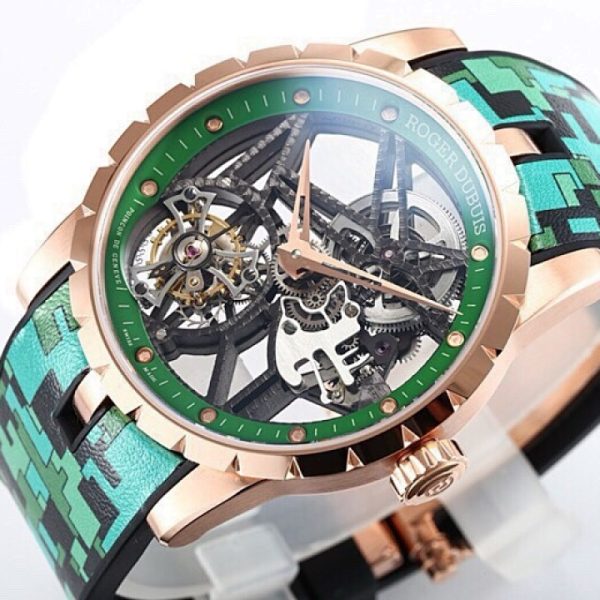 Roger Dubuis Excalibur Spider Tourbillon Rose Gold Green Skeleton