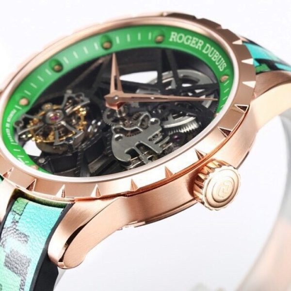 Roger Dubuis Excalibur Spider Tourbillon Rose Gold Green Skeleton