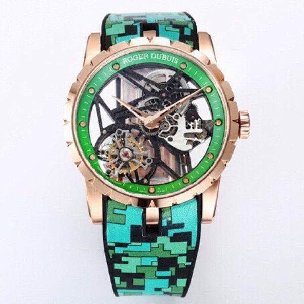 Roger Dubuis Excalibur Spider Tourbillon Rose Gold Green Skeleton