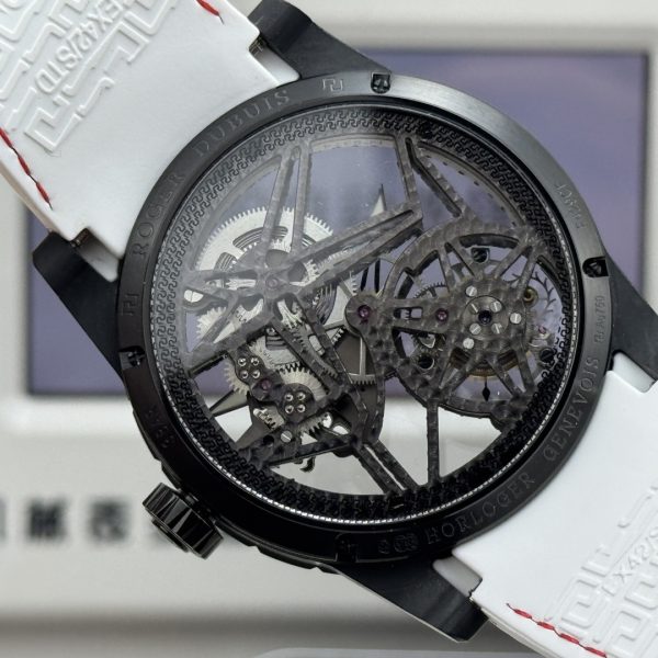 Roger Dubuis Excalibur Tourbillon Black Carbon White Strap