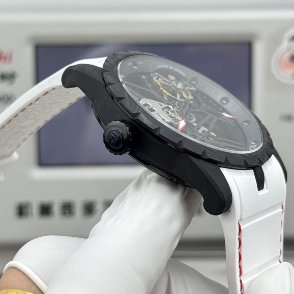 Roger Dubuis Excalibur Tourbillon Black Carbon White Strap